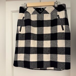 Talbots Black and White Checkered Wool Mini Skirt